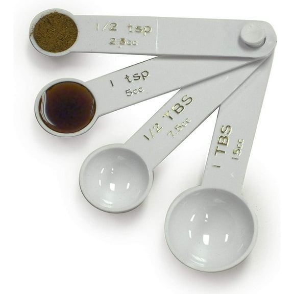Norpro Measuring Spoon Set - Plastic, Dishwasher Safe - 4 Piece, White