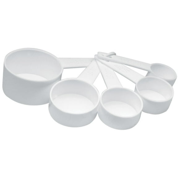Norpro Measuring Cups Set - White Plastic, Dishwasher Safe - 5 Piece Set, White