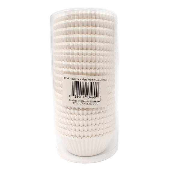 Norpro 3460B Standard White Baking Cups/Liners, 500 count