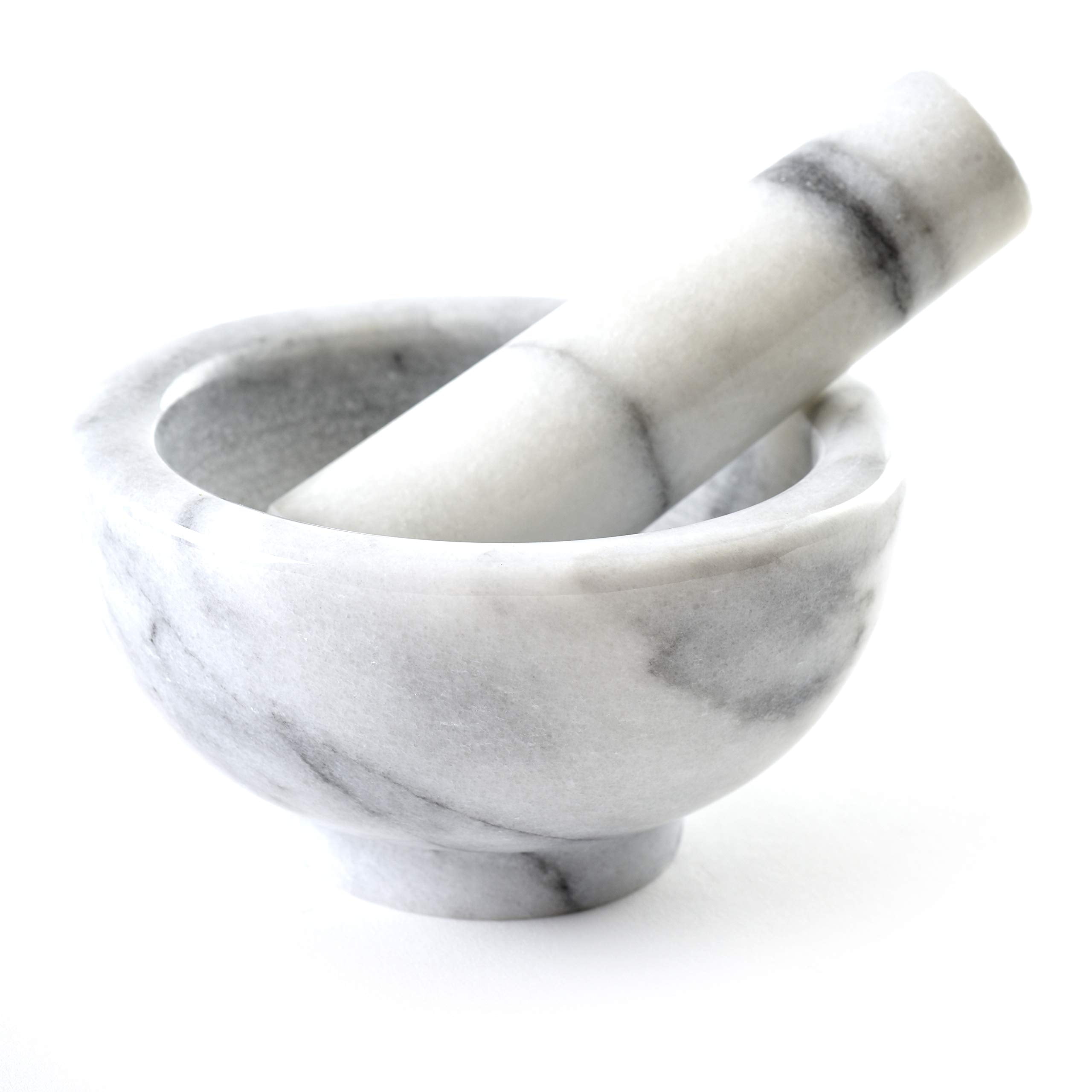 White Marble Mortar and Pestle for Aromatic Herb Crushing