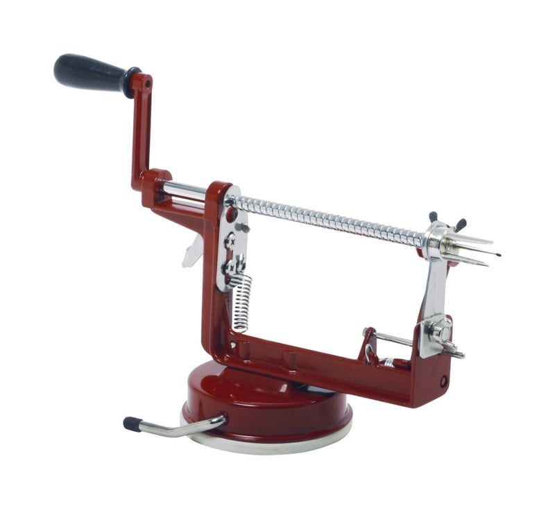 Red Stainless Steel Apple Peeler Corer with Vacuum Base