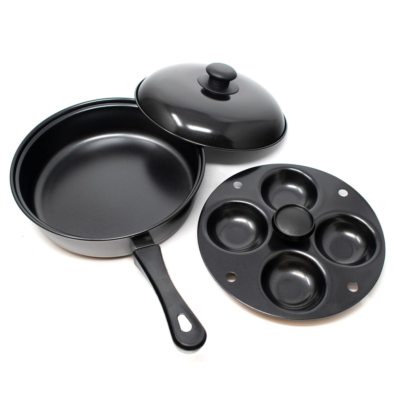 Norpro 9.5 Inch Nonstick Skillet Set with Removable 4 Egg Poacher, 9.5 IN, As Shown