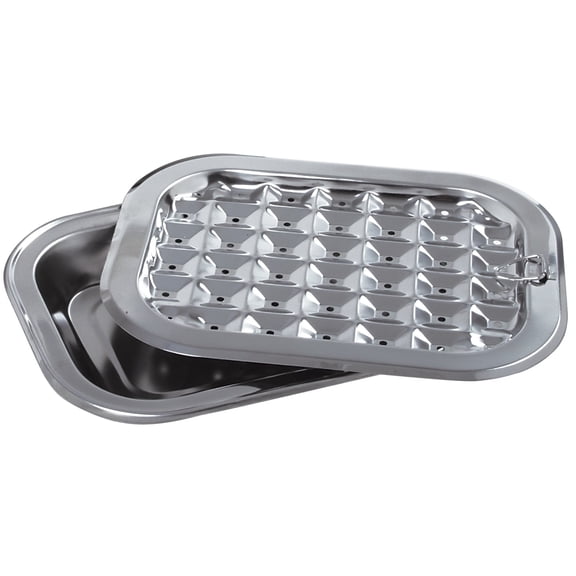 Norpro Broil/Roast Pan Set, 12"L x 9"W x 1.5"H, Stainless Steel