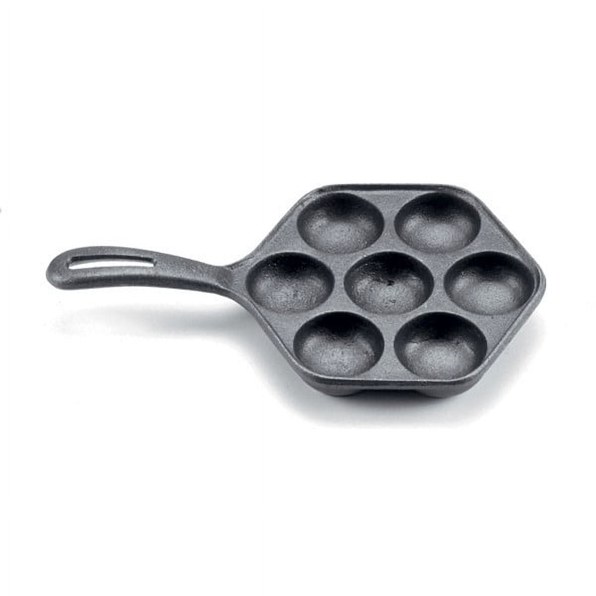 KitchenCraft KCDANPAN Aebleskiver Pan with 7 Holes and Aebleskiver Recipe,  Cast Iron, 20.5 cm, Black