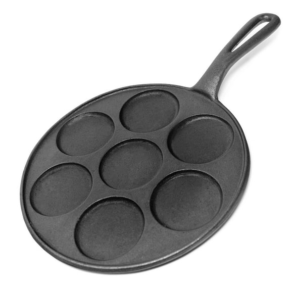 Norpro Cast Iron Plett Pancake Pan - Seven 2  Inch Pancake Cavities