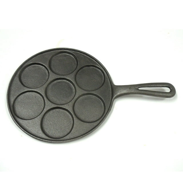 Norpro Cast Iron Plett Pancake Pan - Seven 2  Inch Pancake Cavities