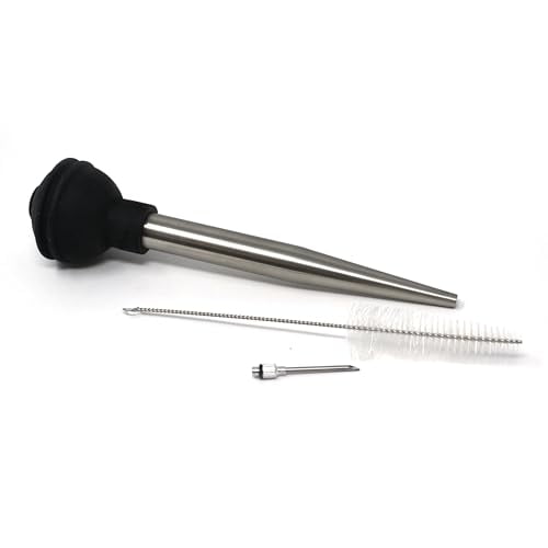 Norpro Deluxe Stainless Steel Baster with Injector and Cleaning Brush 11" x 2" x 2"