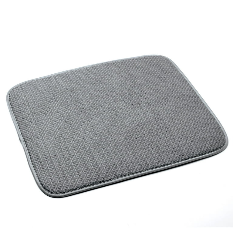 1pc Grey Dish Drying Mat, Minimalist Polyester Multi-size Rectangle Check Drying  Mat For Kitchen