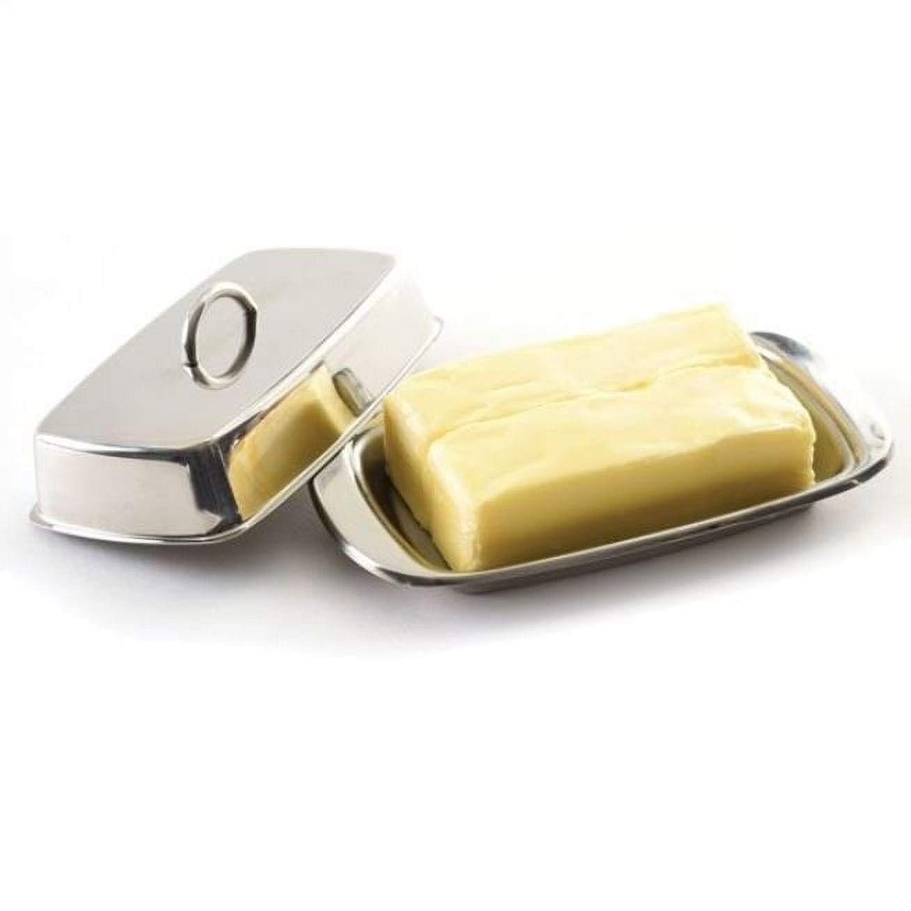 Stainless Dish | Premium Butter Dish with Lid and Easy Grip Handle | Easy  to Use and afe Safe | X 12.2 X 6.8cm transparent lid