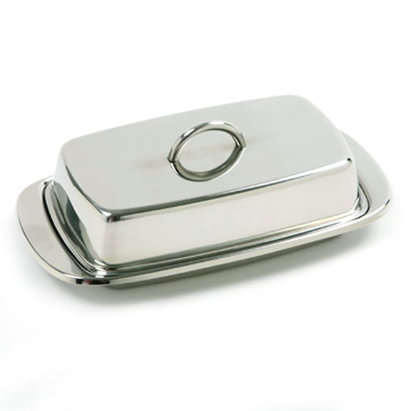 Norpro New 18/10 Stainless Steel Butter Dish Set Serving Tray 7.5"L X 4"W X 2"H
