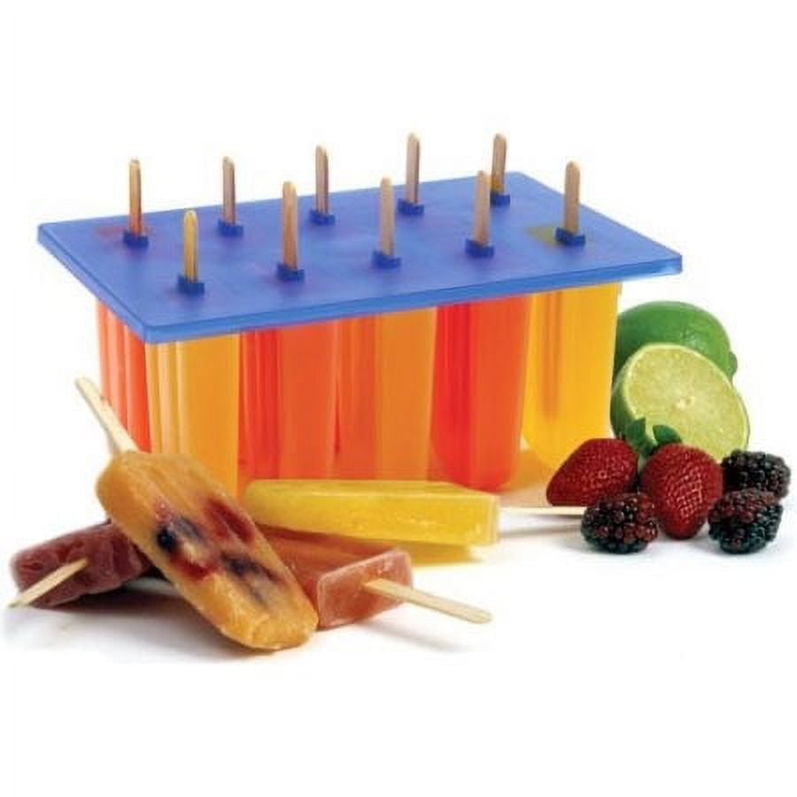 Blue and White BPA-Free Plastic Popsicle Maker with Wooden Sticks