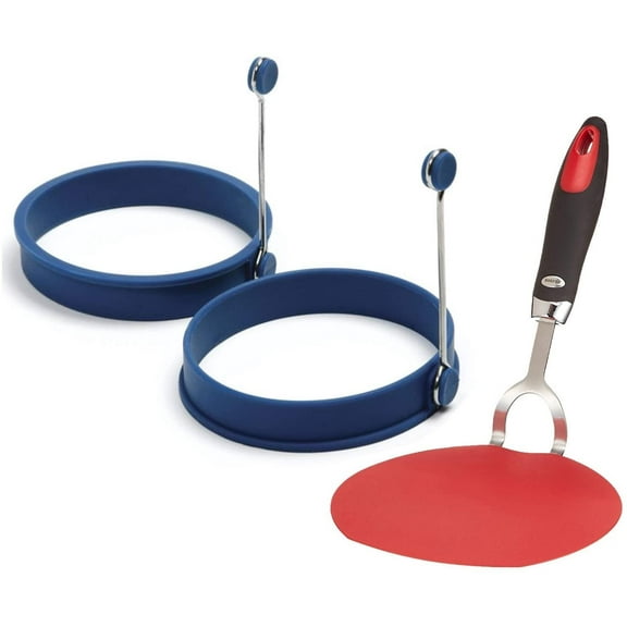 Norpro Grip-EZ Flexible Pancake Spatula with Silicone Round Pancake / Egg Rings Combo