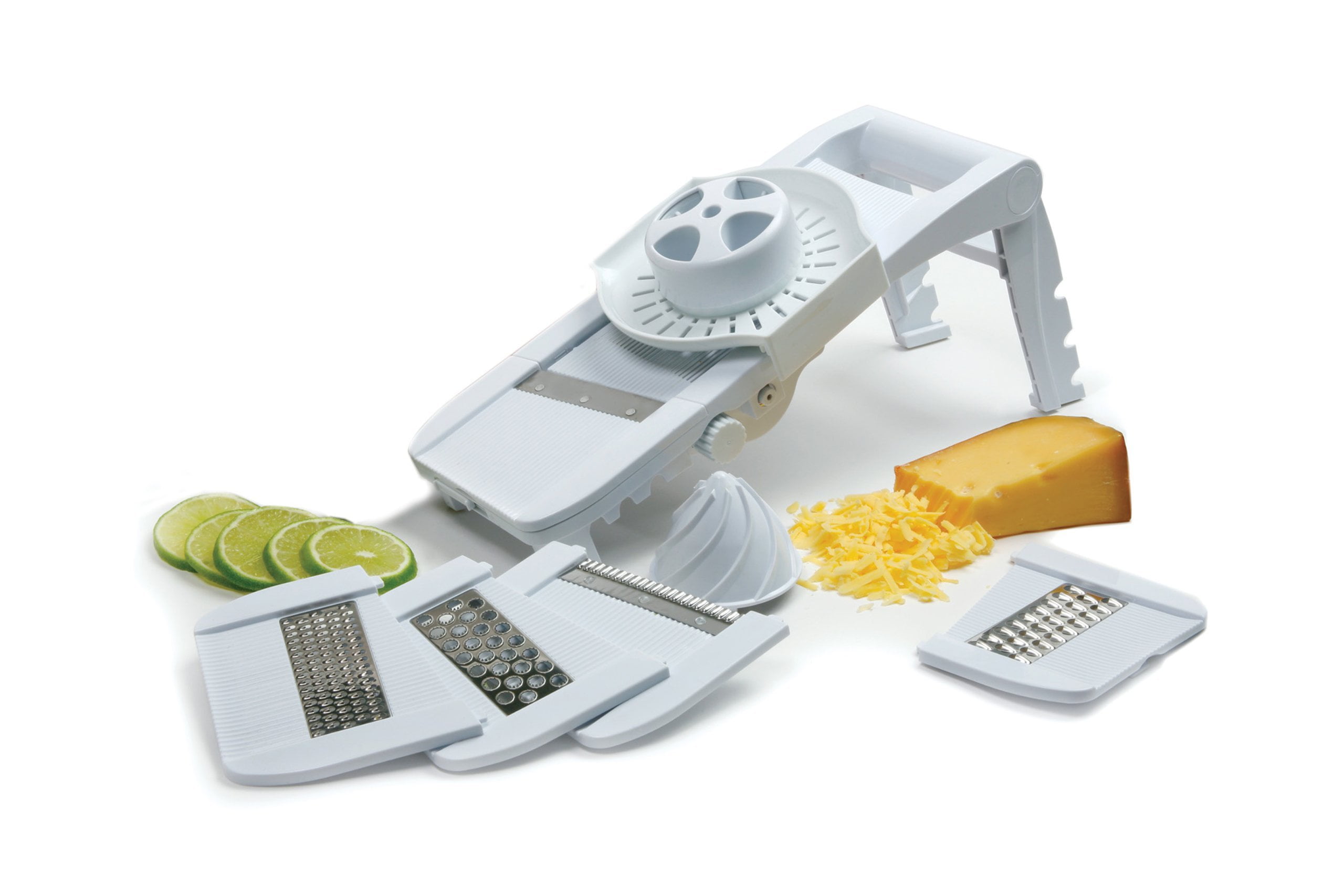 Foldable White Stainless Steel Mandoline Slicer with Juicer