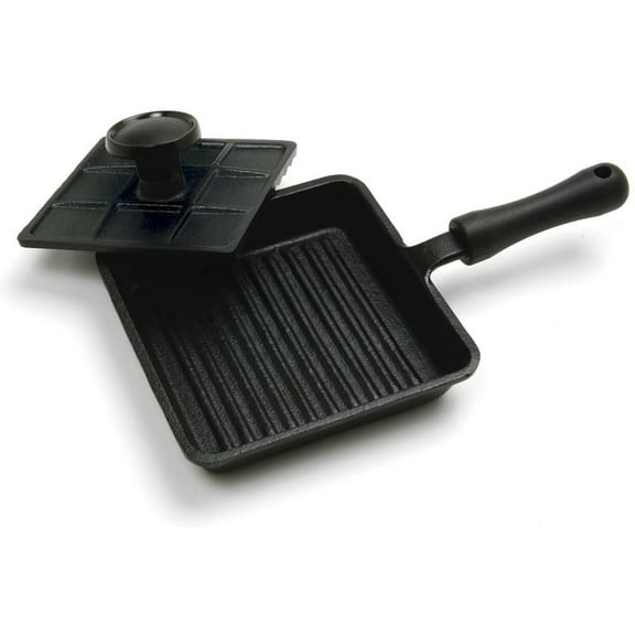 Norpro Mini Cast Iron Panini Pan with Press, 5.9 IN, As Shown