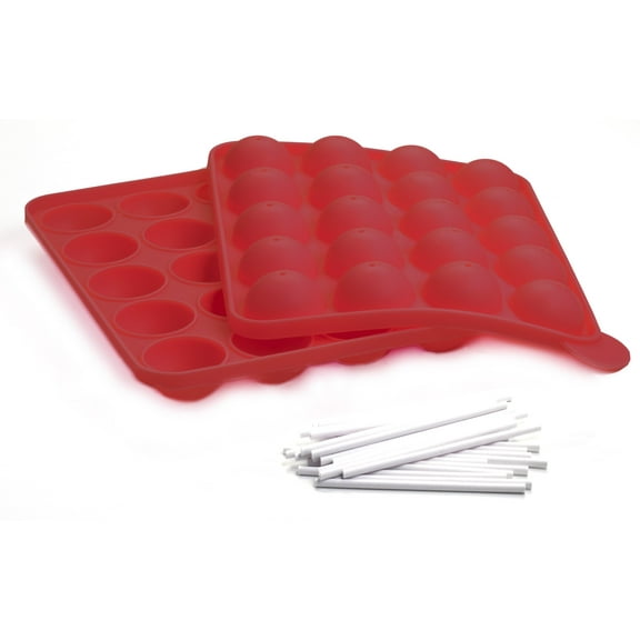 Norpro Red Silicone Cake Pop Pan Set with 20 Free Sticks