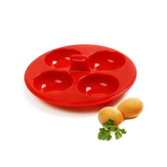 Norpro Silicone 4 Egg Poacher, Red