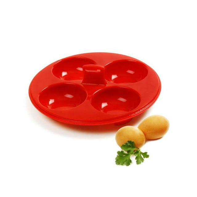 Norpro Silicone 4 Egg Poacher, Red