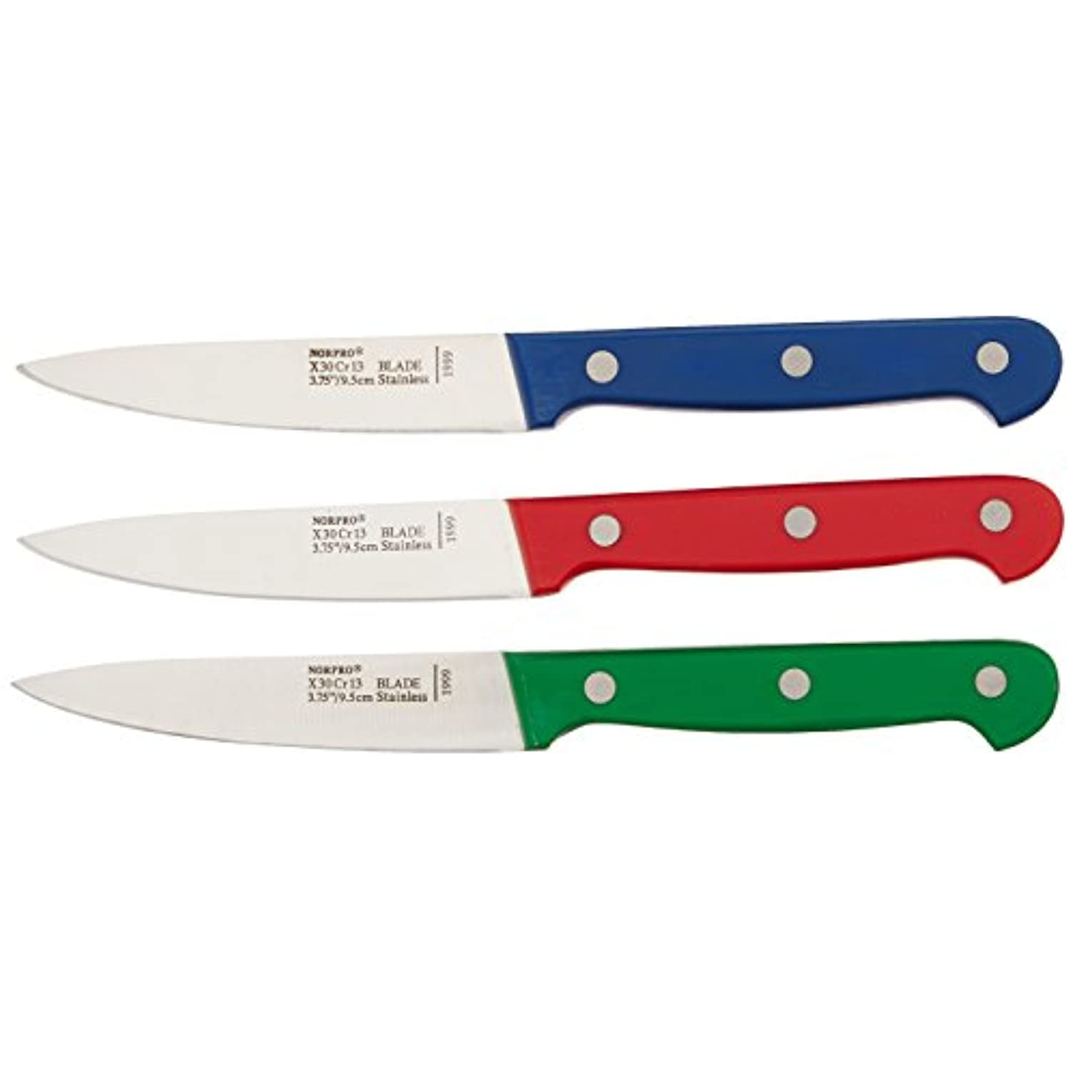 Norpro Stainless Steel Blade Heavy Duty Handle 3pc Garnishing / Paring
