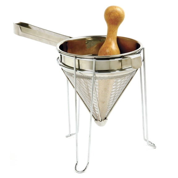 Norpro Stainless Steel Chinois Fine Mesh Strainer with Stand and Pestle, Silver