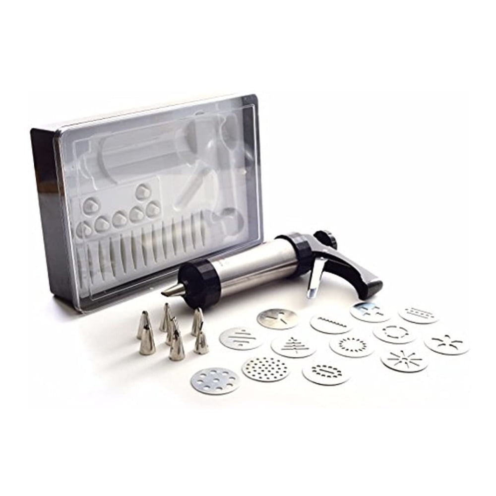 Stainless Steel Cookie and Icing Press with Black Handle and Storage Case
