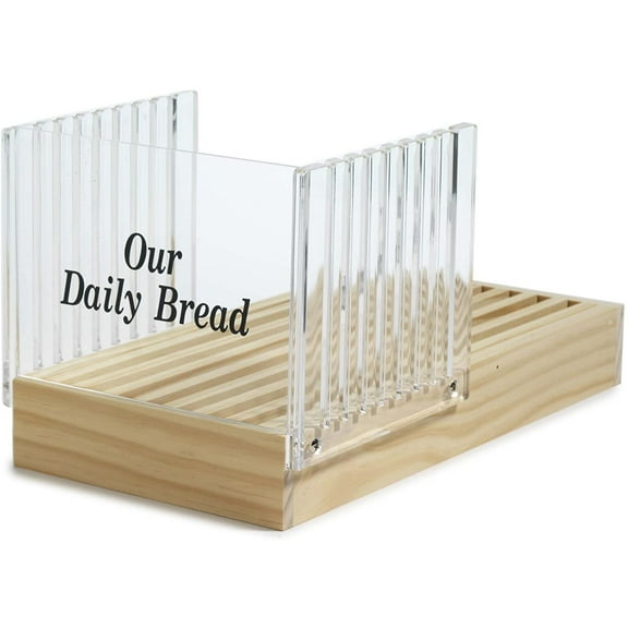 Norpro Wooden Bread Slicer with Clear Acrylic Slice Guider & Crumb Catcher Tray
