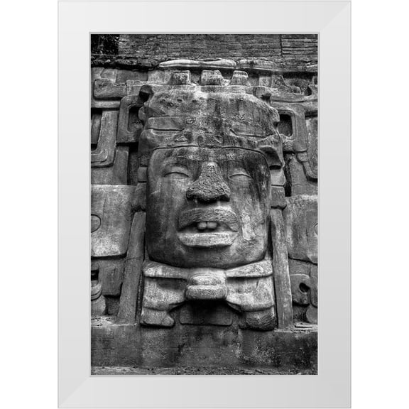 Norring, Tom 11x14 White Modern Wood Framed Museum Art Print Titled - Belize-Central America-Mayan Temple Ruin-Mask Temple-Lamanai-Dated from AD 625