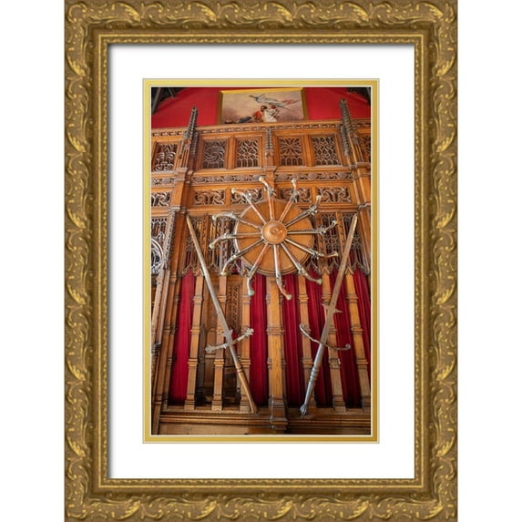 Norring, Tom 17x24 Gold Ornate Wood Framed with Double Matting Museum Art Print Titled - Sword and pistols Edinburgh Castle-Scotland