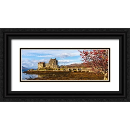 Norring, Tom 24x11 Black Ornate Wood Framed with Double Matting Museum Art Print Titled - Eilean Donan Castle Isle of Skye-Scotland