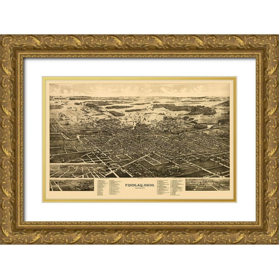 Norris 14x10 Gold Ornate Wood Framed with Double Matting Museum Art Print Titled - Findlay Ohio - Norris 1889