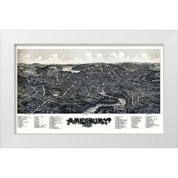 Norris 14x10 White Modern Wood Framed Museum Art Print Titled - Amesbury Massachusetts - Norris 1890