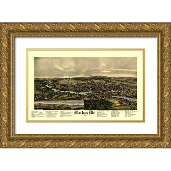 Norris 24x16 Gold Ornate Wood Framed with Double Matting Museum Art Print Titled - Machias Maine - Norris 1896