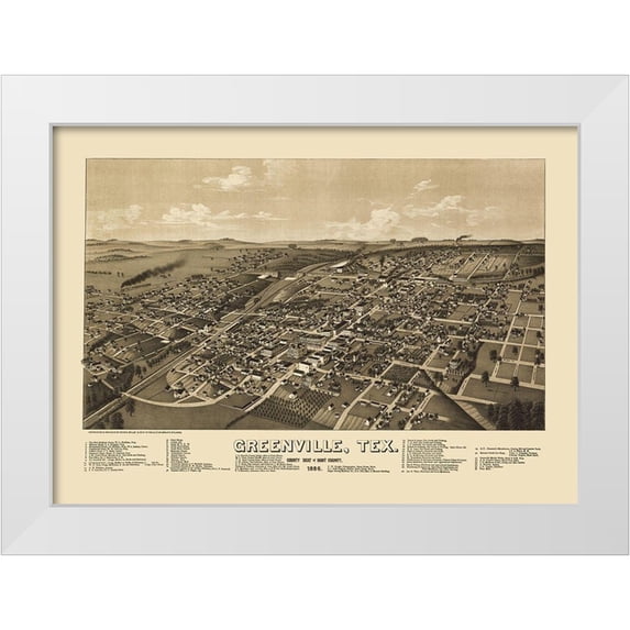 Norris 24x18 White Modern Wood Framed Museum Art Print Titled - Greenville Texas - Norris 1886
