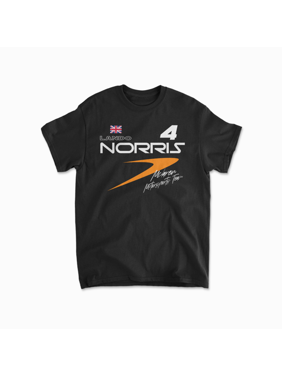 Norris Inspired T-Shirt | British Racing Driver Unisex Cotton Tee (Black, 2XL)