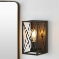 thumbnail image 1 of JONATHAN Y Norris X-Frame 6" 1-Light Farmhouse Rustic Iron LED Sconce, Oil Rubbed Bronze/Wood Finish, 1 of 9