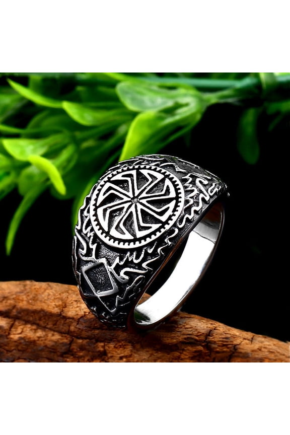 Norse Inspired Stainless Steel Ring For Men European American Style Titanium Finish Jewelry Gift Idea Everyday Style For Men