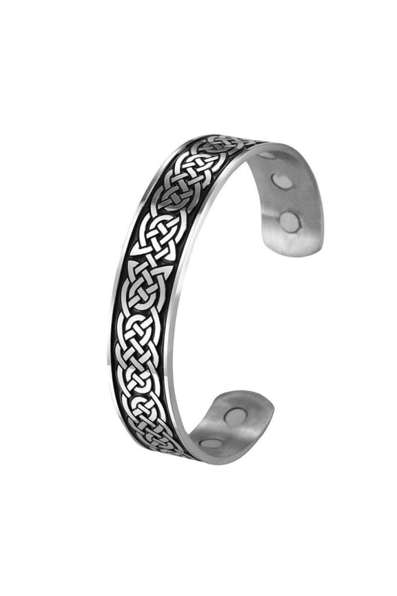 Norse Knot Bracelet Black Silver Stainless Steel Celtic Viking Cuff