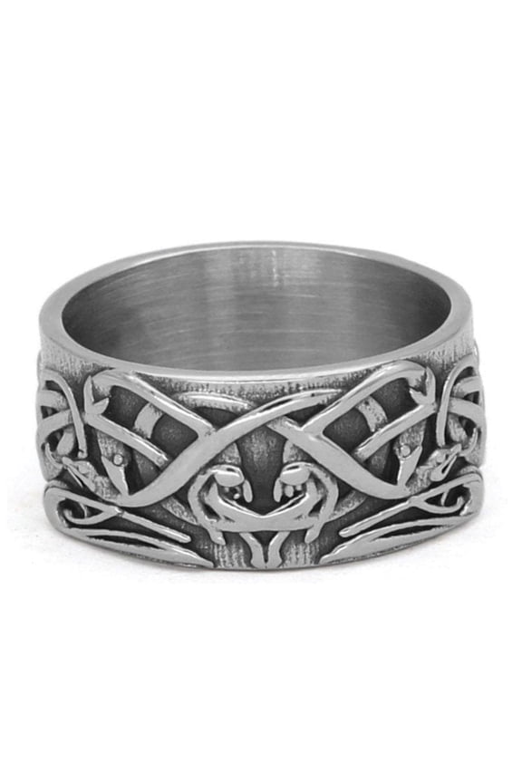 Norse Knot Ring Mens Womens Silver 316L Stainless Steel Celtic Viking Band