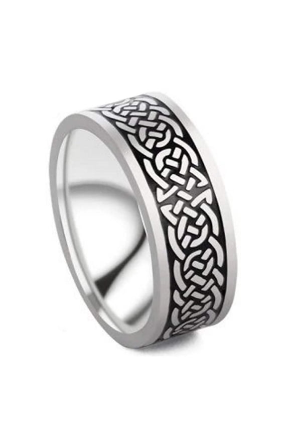 Norse Knotwork Ring Stainless Steel Genderless Viking Wedding Band