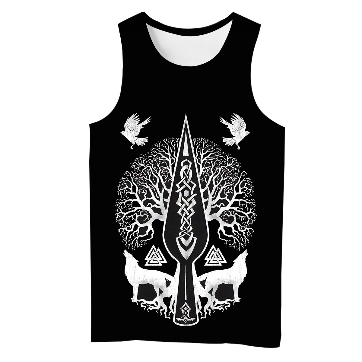 Norse Mythology Fenrir Wolf Tree Of Life Totem Harajuku Vest Unisex ...