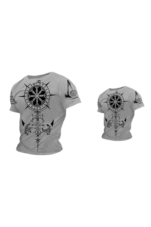 Norse Mythology Gods Graphic T-Shirt, Old Norse Vikings Pagan Tee, Short Sleeve Casual Top