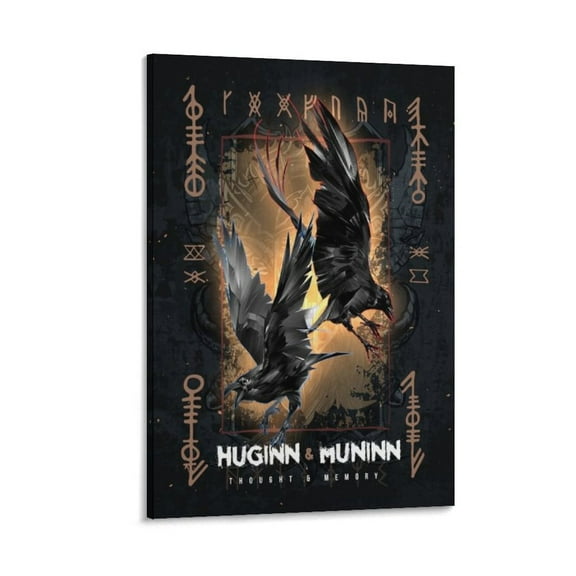 Norse Mythology Poster HUGINN MUNINN Artworks Picture Print Poster Wall Art Painting Canvas Gift Decor Home Posters Decorative 12x18inch(30x45cm)