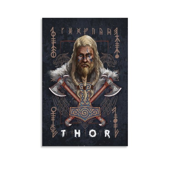Norse Mythology Poster Thor Canvas Wall Art Poster Decorative Bedroom Modern Home Print Picture Artworks Posters 24x36inch(60x90cm)