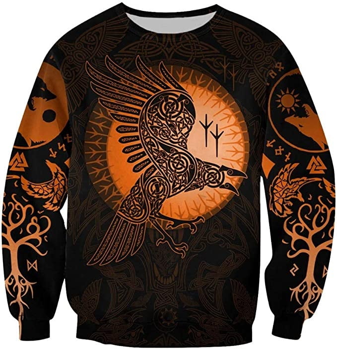 Norse Mythology Raven Tree Of Life Totem Harajuku Sweatshirt Unisex ...
