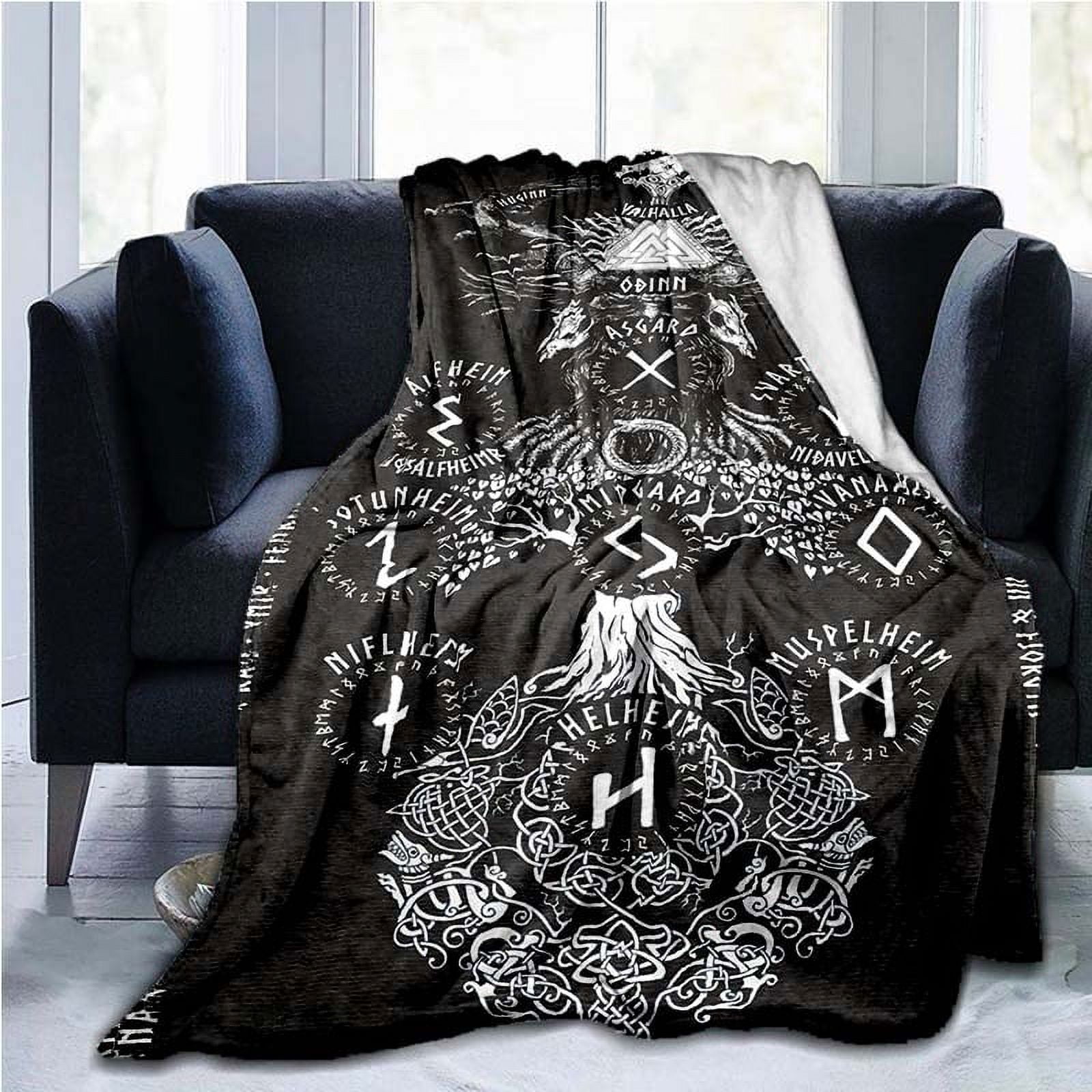 Norse Mythology Viking Blanket Odin Rune Witchcraft Norse Decor Flannel