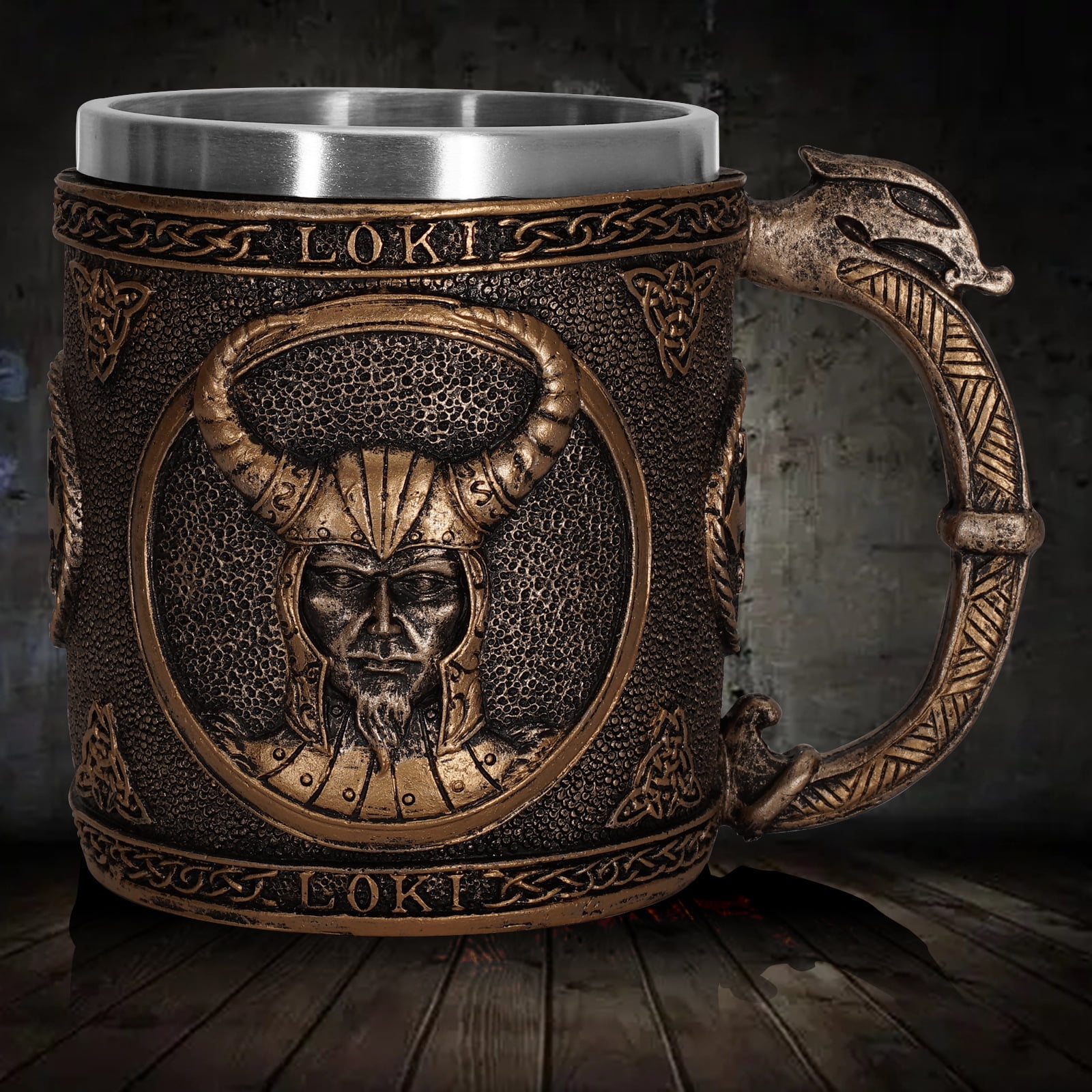 Nordic Viking Loki Tankard – Dragon Design Scandinavian Beer Mug, Viking-Themed Drinking Cup