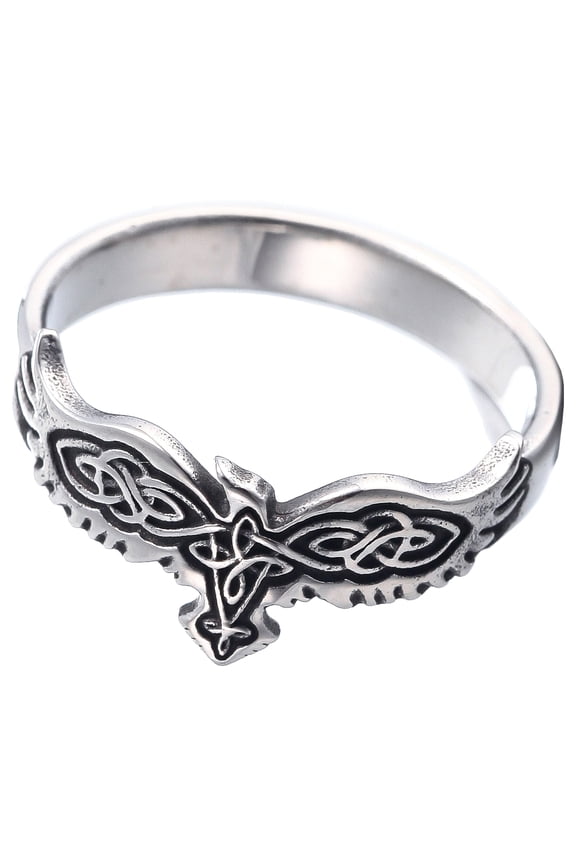 Norse Raven Ring Punk Cool Viking Mythology Jewelry Rings Celtic Knot Nordic Pinky Rings (9)