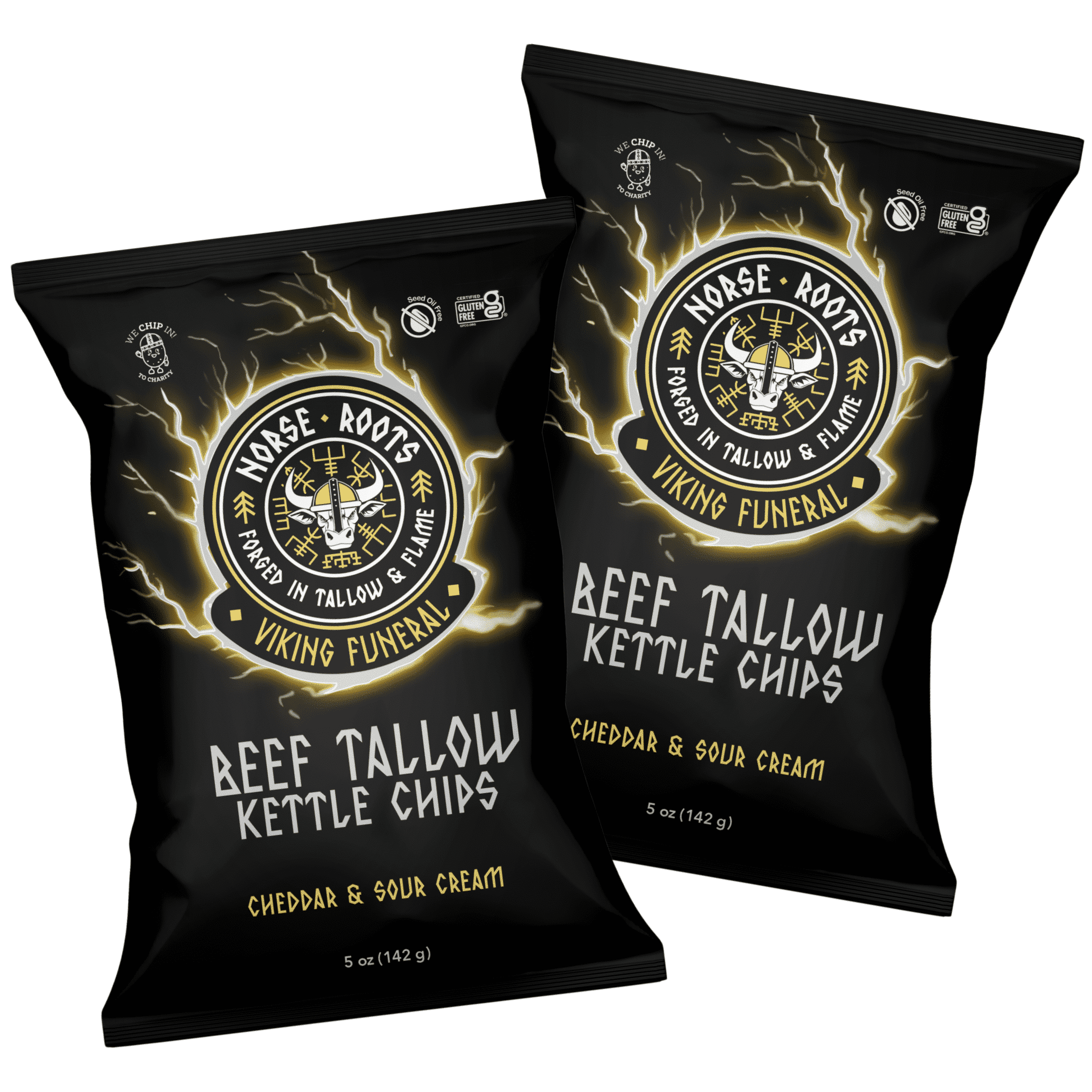 Norse Roots Beef Tallow Chips, Cheddar & Sour Cream Flavor, 2-Pack, 5 ...