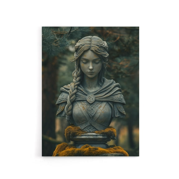 Norse Shield Maiden Warrior Bust Canvas Wall Art Print 24X32"