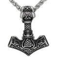 thumbnail image 1 of Norse Valknut Thors Hammer Necklace Stainless Steel Viking Pendant, 1 of 4