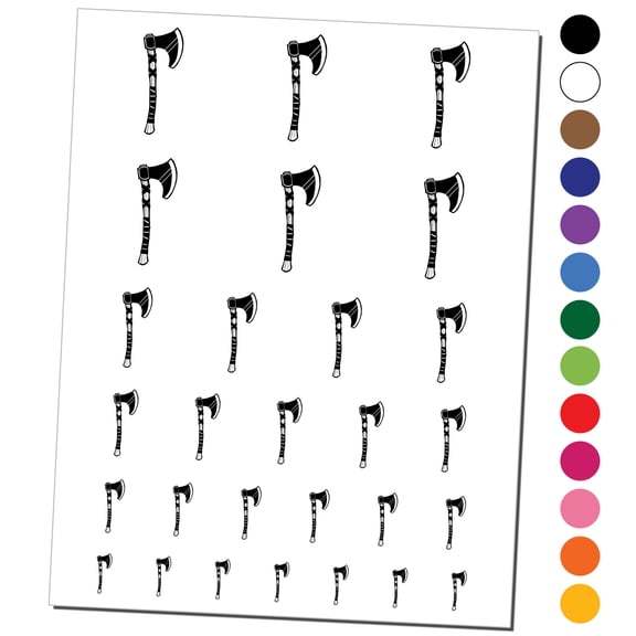 Norse Viking Battle Axe Water Resistant Temporary Tattoo Set Fake Body Art Collection - Light Green